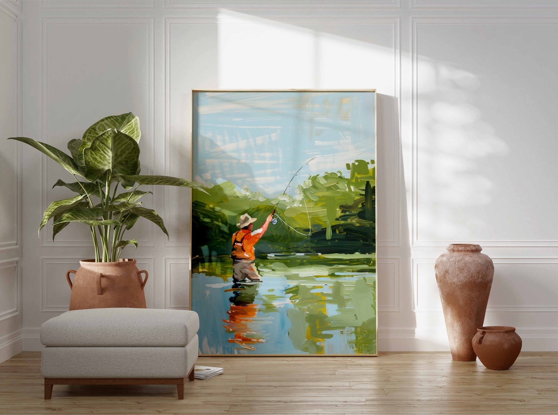 Fly Fishing Poster Fishing Wall Art Gift For Fisherman Angling Art Floral Print Botanical Decor Outdoor Poster Adventure Poster - Image 3