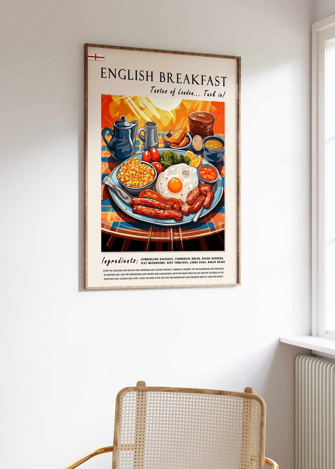 English Breakfast Food Poster, Kitchen Art Print - Image 3