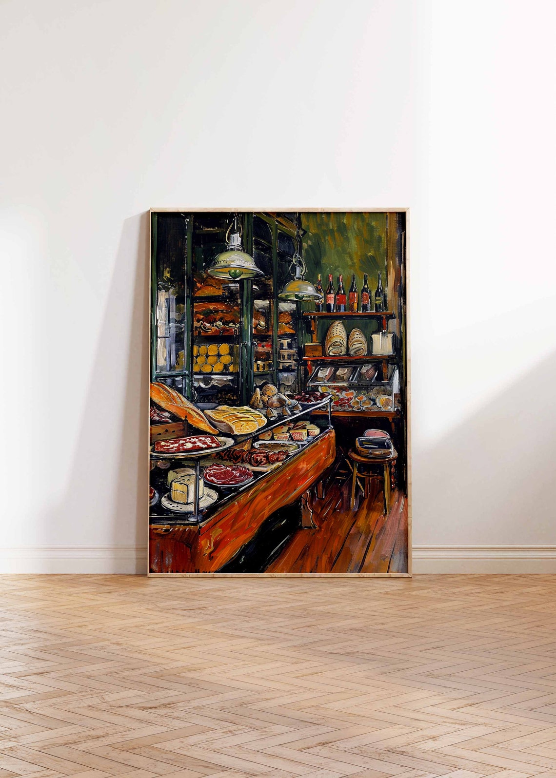 European Deli Interior Hanging Lamps Meat Cheese Bread Counter Poster - Image 2