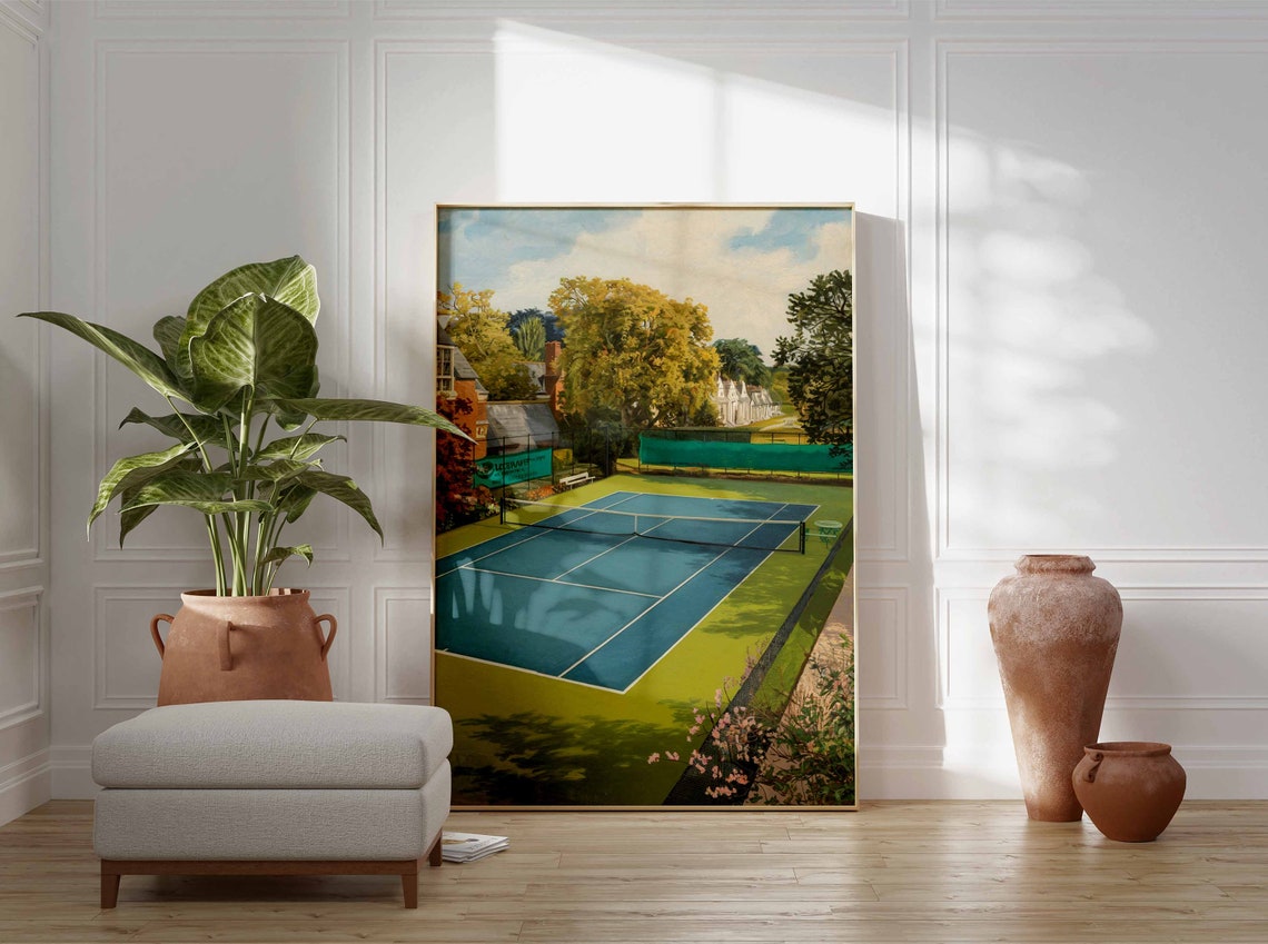 Tennis Poster Tennis Court Art Sports Wall Art Tennis Gift Botanical Print Floral Art Tennis Decor Sport Poster Wall Art Poster - Image 2