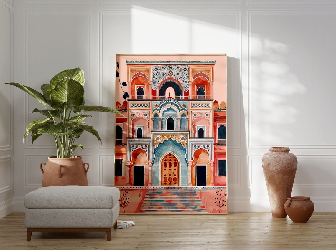 Indian Palace Facade Traditional Pichwai Style Architecture Poster - Image 3