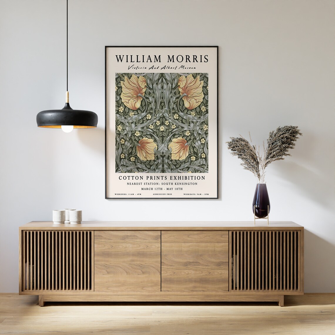William Morris Textile Floral Decor Wall Art Print - Image 3
