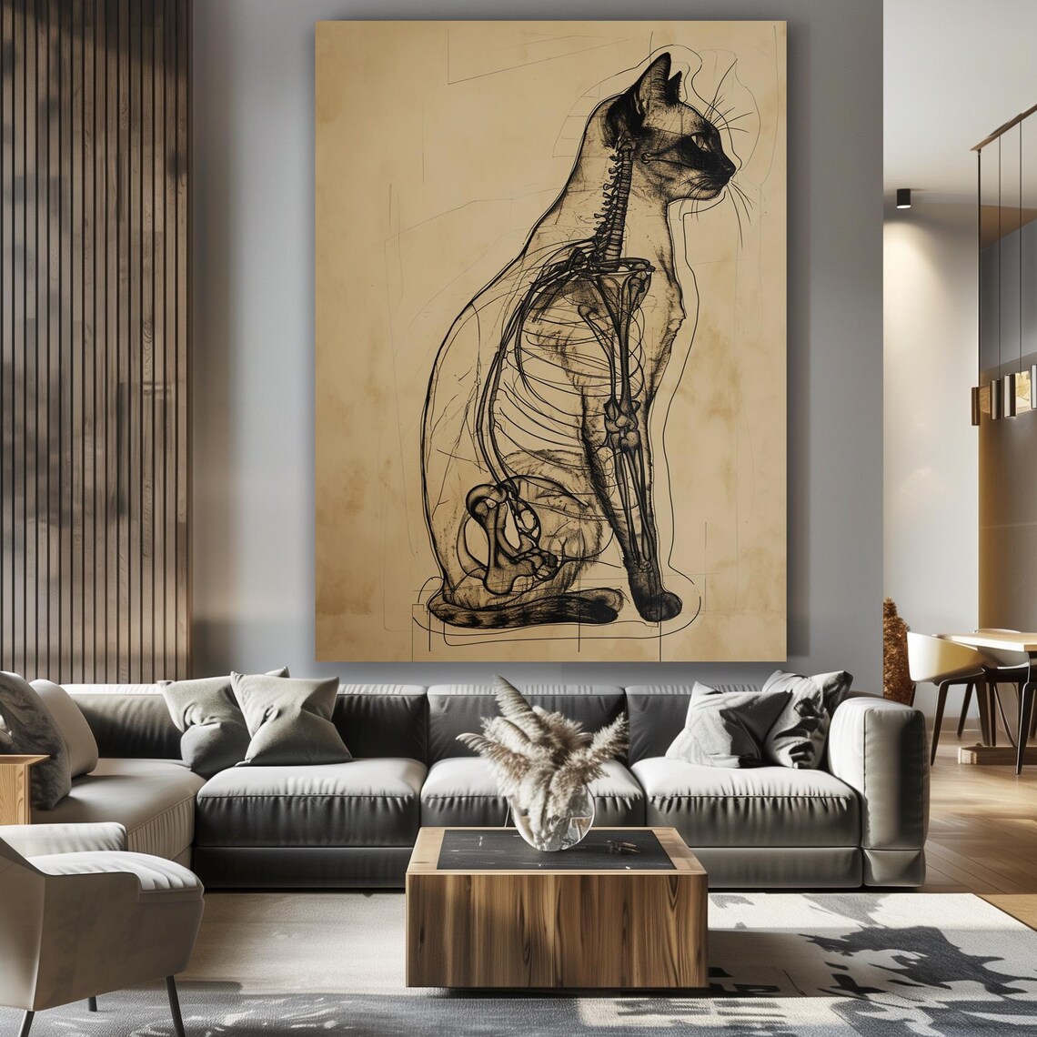 Vintage Cat Anatomy Sketch in Old Scientific Study Style Poster - Image 5