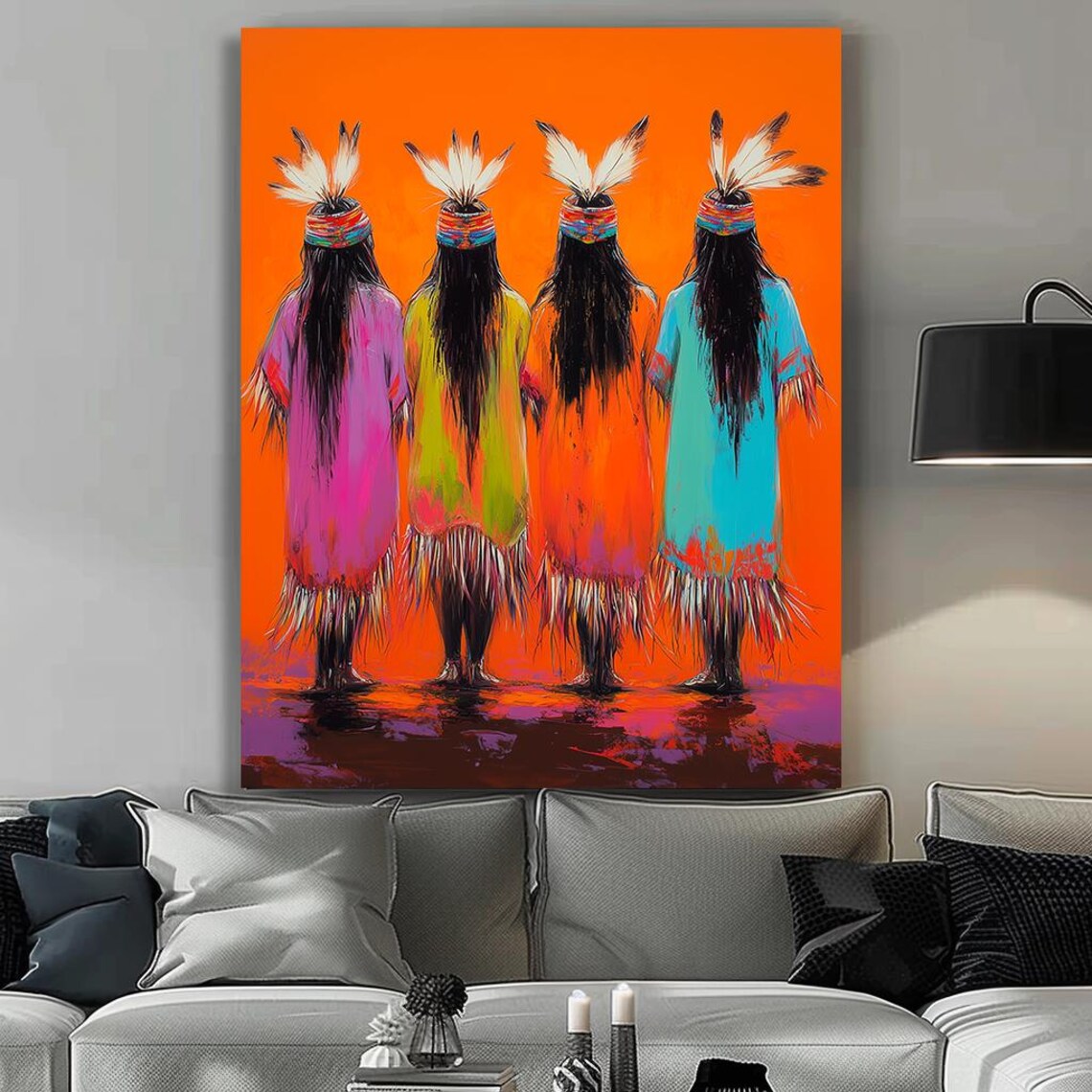 Native Tribal Print Framed Indigenous Artwork Colorful Cultural Wall Art Vibrant Bohemian Decor Ethnic Home Decoration Tribal - Image 6