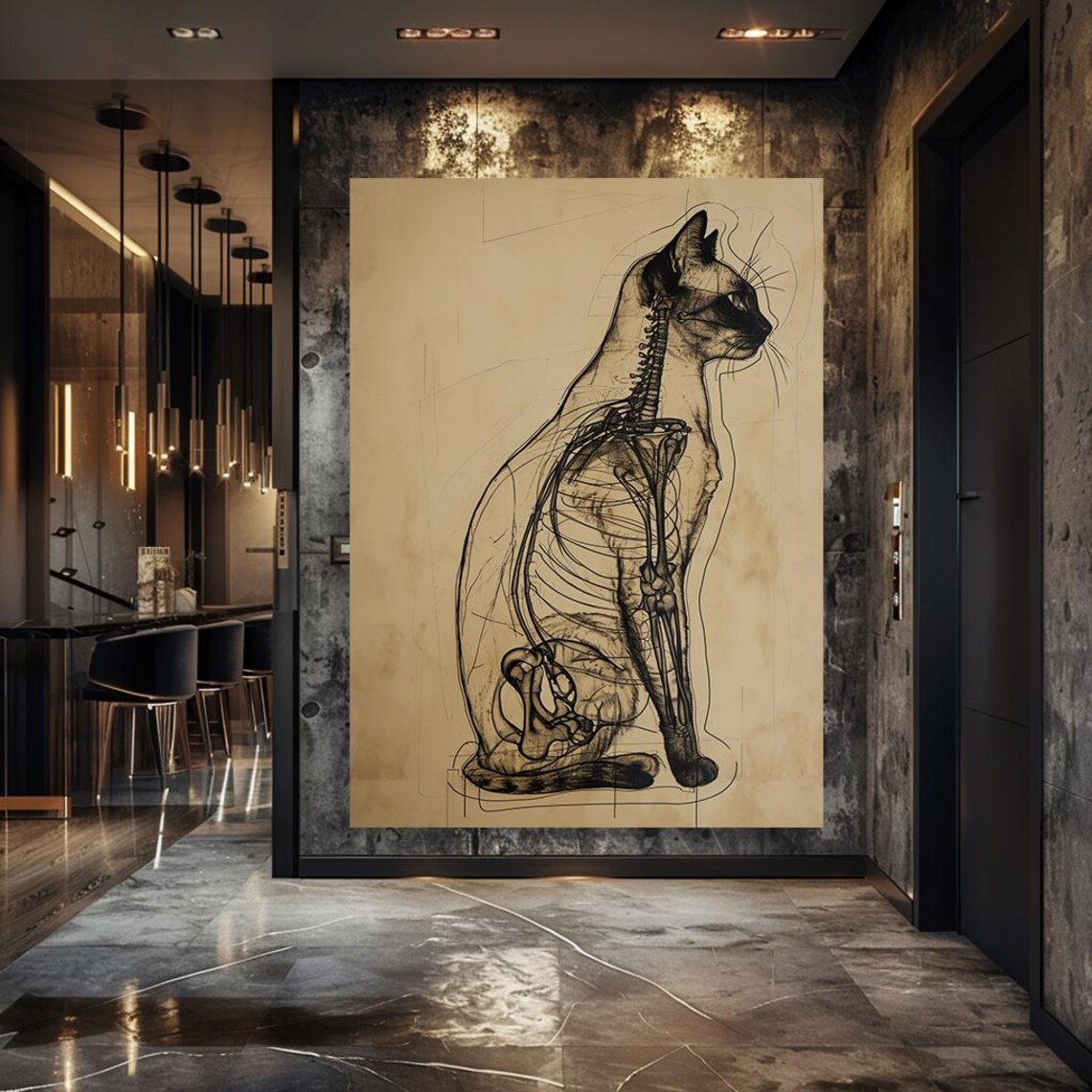 Vintage Cat Anatomy Sketch in Old Scientific Study Style Poster - Image 4