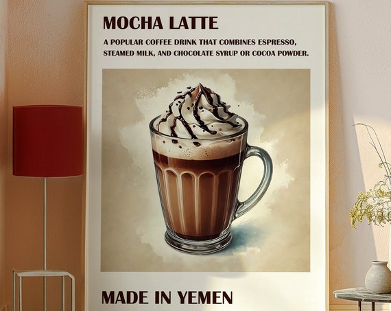 Coffee Print Mocha Latte Print Mocha Latte Wall Art Trendy Wall Art Print Coffee Poster Coffee Lover Gift