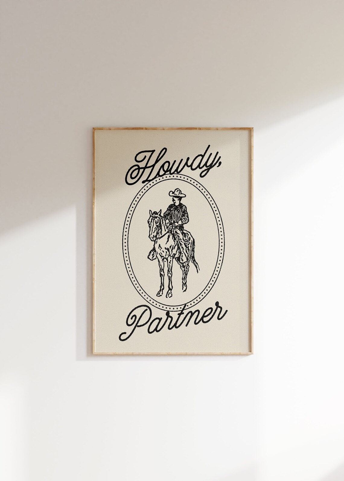 Howdy Partner Western Poster, Vintage Minimalist Art