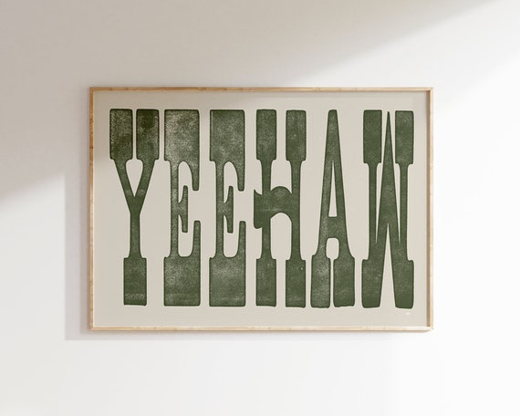 Vintage Yeehaw Art Print Rustic Howdy Poster Western Wall Art Cute Apartment Decor Southwestern Decor Western Home Decor Texas Art