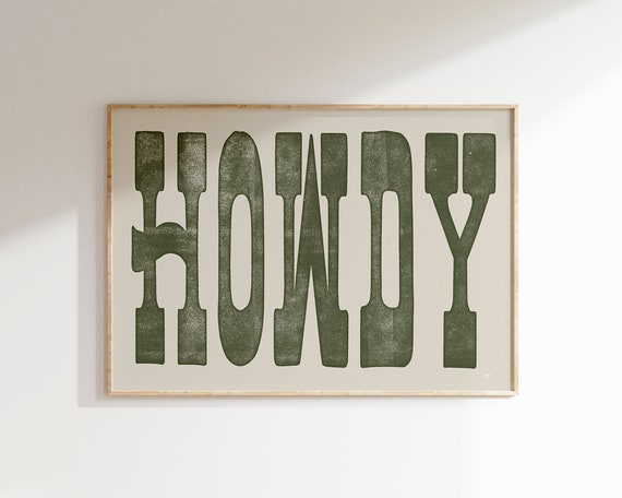 Vintage Howdy Poster, Rustic Western Wall Art
