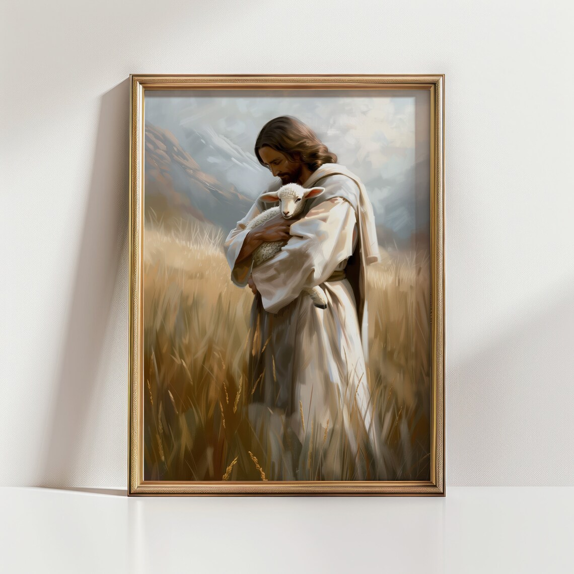 Jesus Holding the Missing Lamb Christian Wall Art Print - Image 2