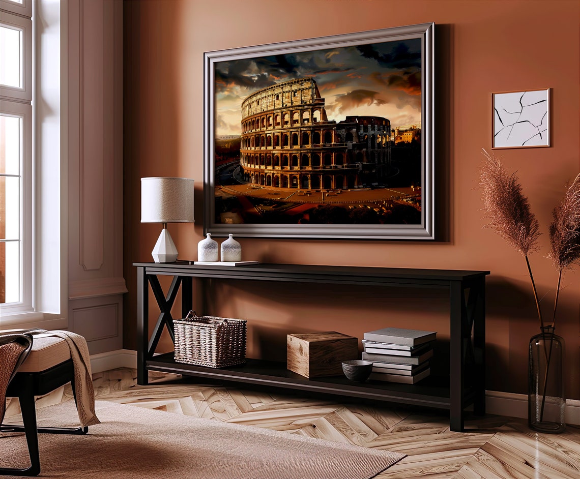 Rome Italy Colosseum At Sunset Ancient Monument Golden Skyline Poster - Image 2