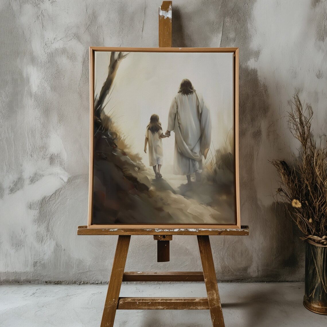 Jesus Walking With Girl, Inspirational Art Print - Image 2