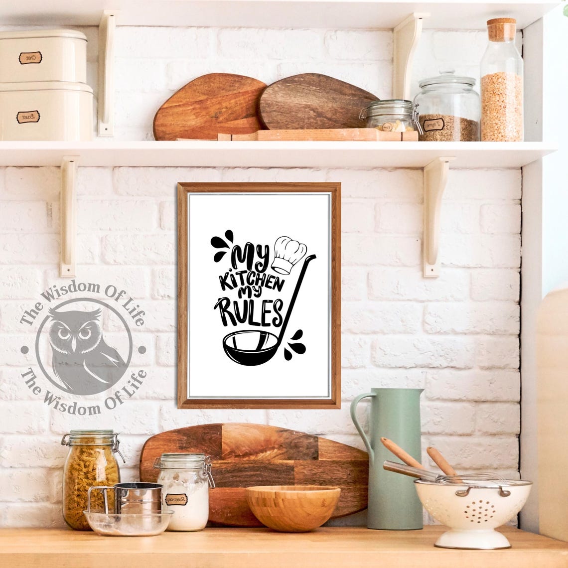 My Kitchen My Rules Chef Hat Ladle Funny Kitchen Decor Wall Art - Image 6