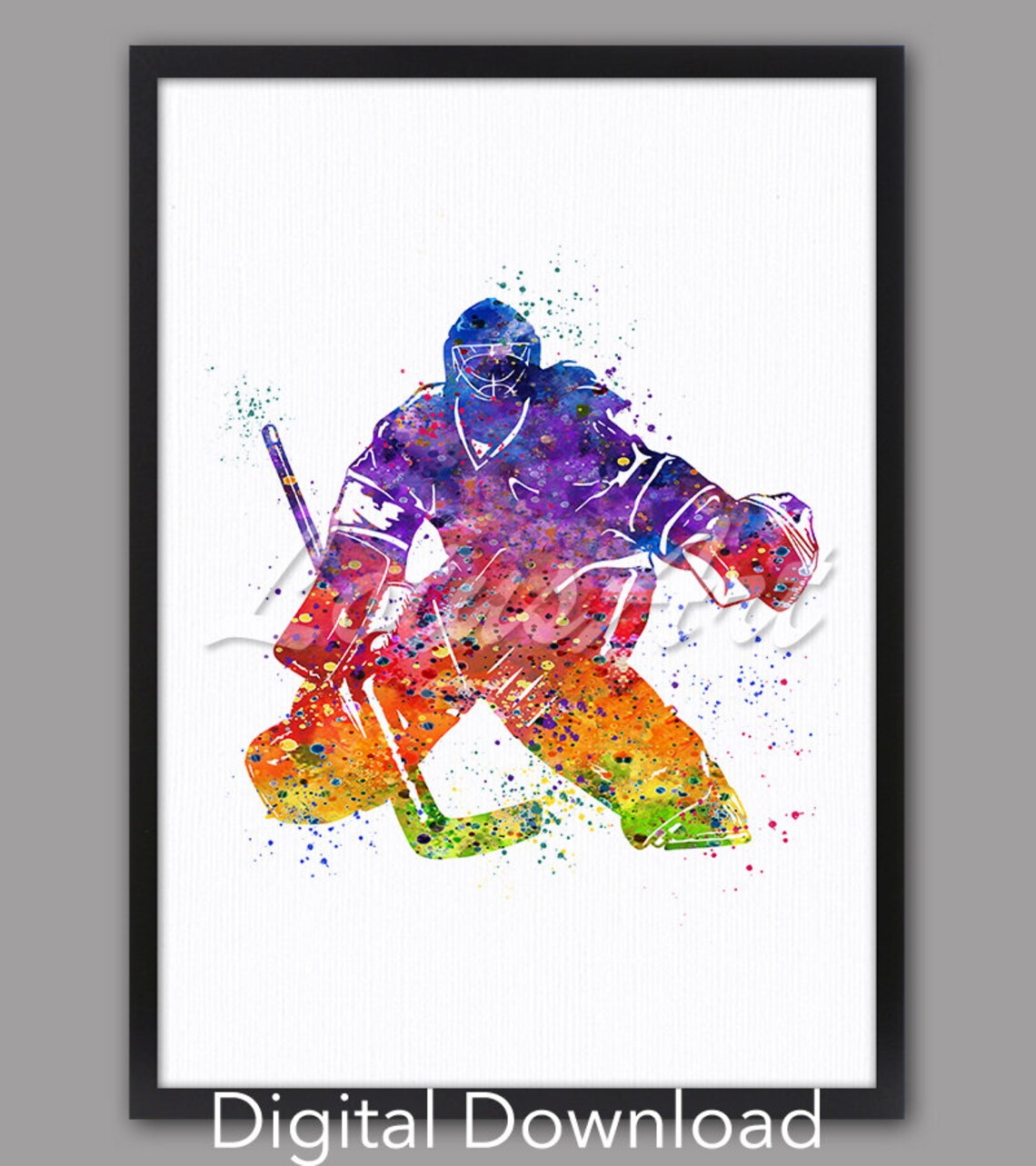 Girl Ice Hockey Goalie Art Print, Girls Room Decor