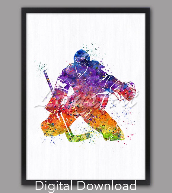 Girl Ice Hockey Goalie Art Print, Girls Room Decor