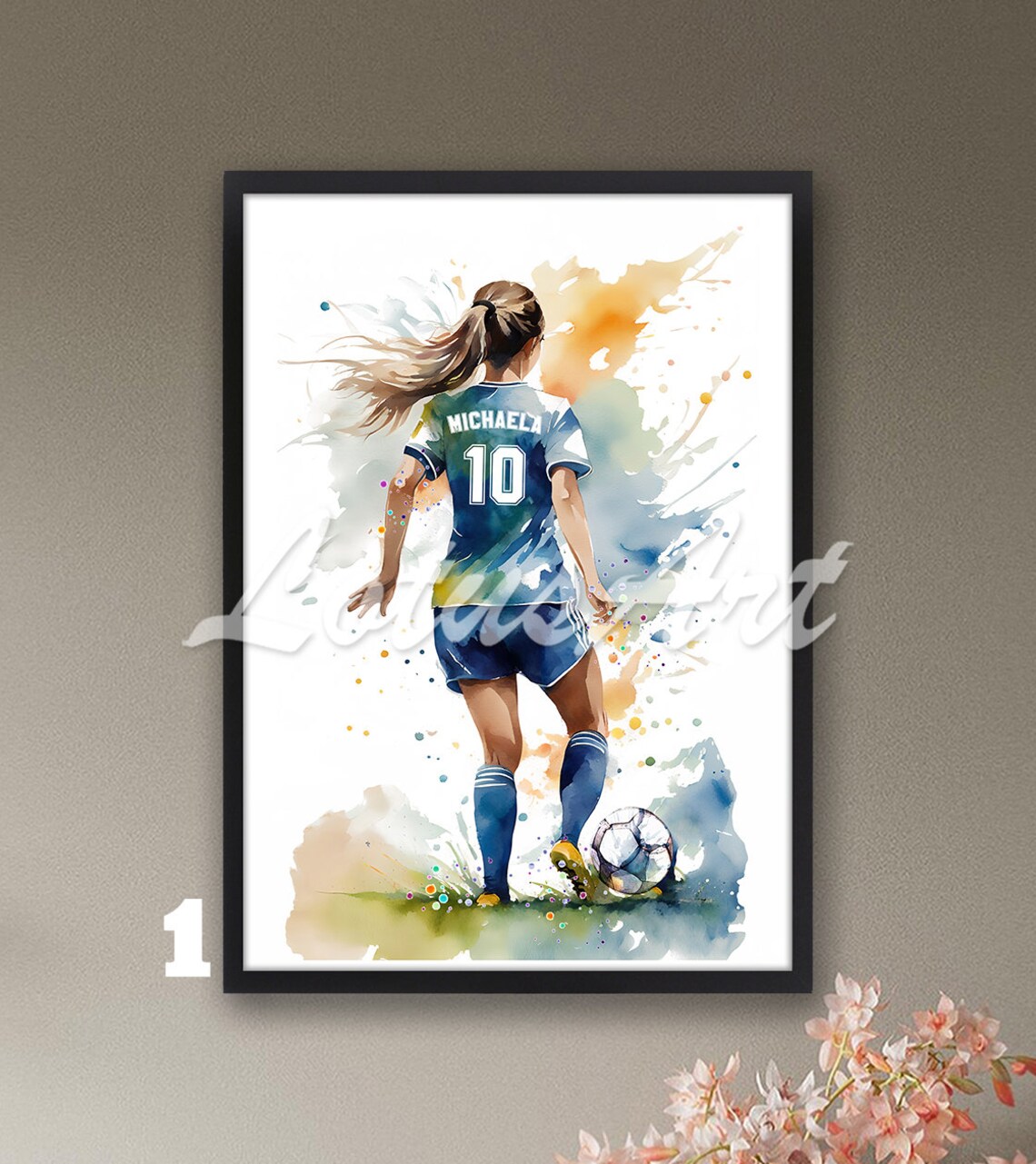 Soccer Girl Personalized Watercolor Sports Art Print