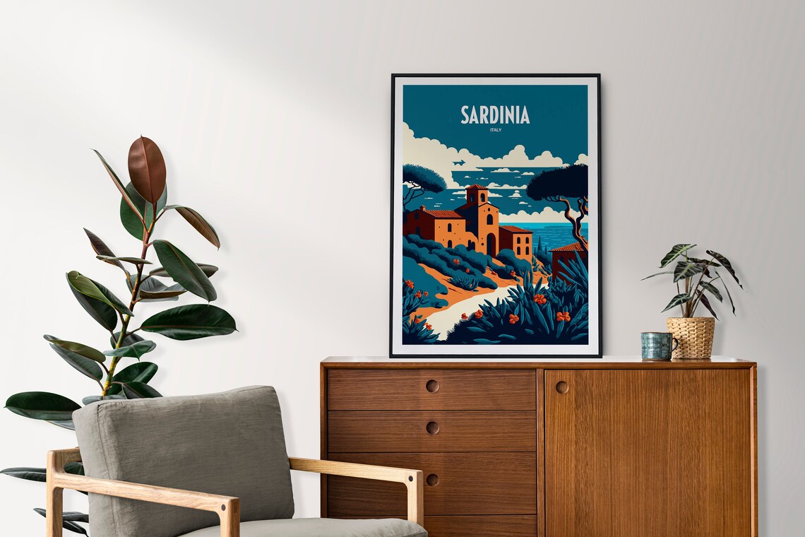 Sardinia Italy Travel Poster, Italian Island Travel Art - Image 2