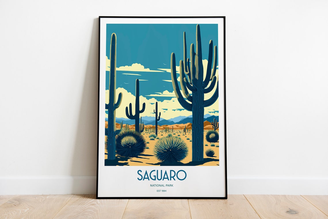 Saguaro National Park Travel Print National Park Travel Art Saguaro Travel Print Usa National Park Saguaro Travel Poster