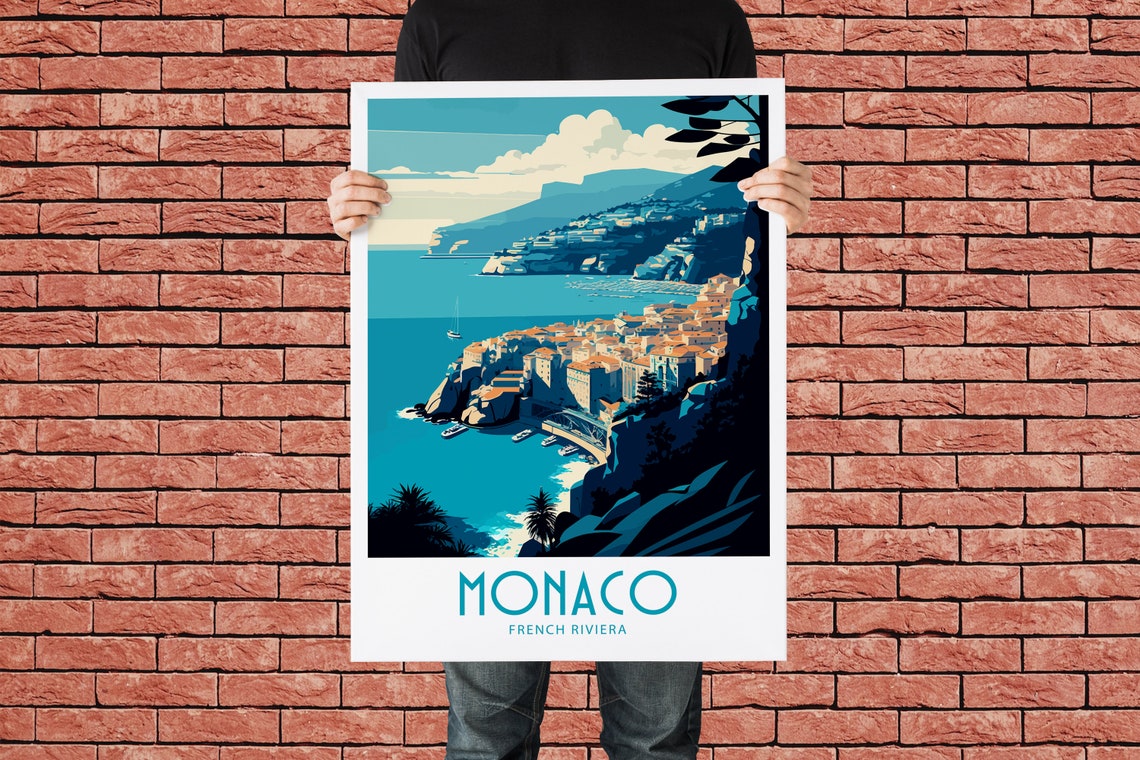Monaco Travel Print Wall Art Monaco French Riviera Poster Wall Hanging Home Decoration French Riviera Gift Art Print Monaco French Riviera - Image 2