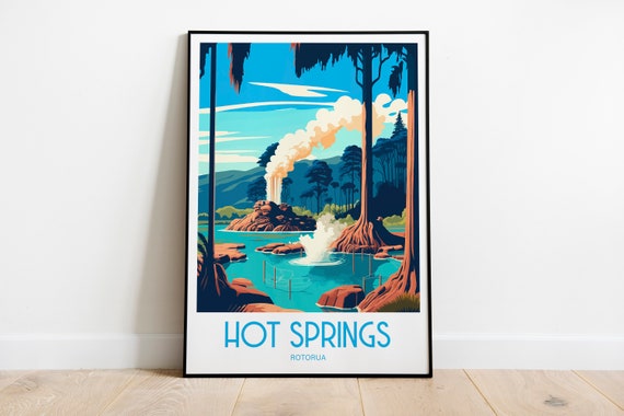 Hot Springs Rotorua, New Zealand Travel Poster