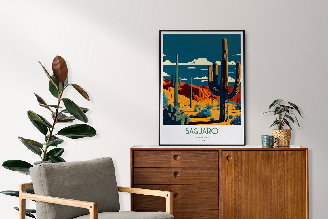 Saguaro National Park Travel Print National Park Travel Art Saguaro Travel Print Usa National Park Saguaro Travel Poster - Image 2