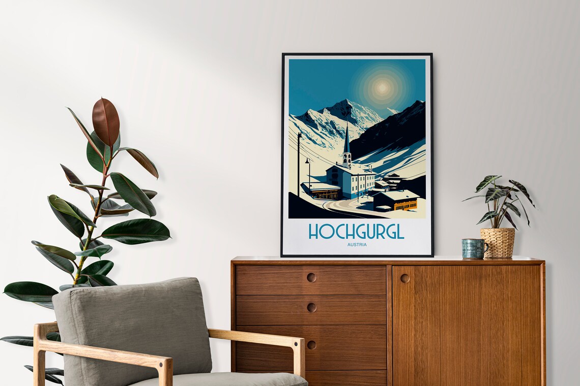 Hochgurgl Austria Alpine Village Travel Poster Snowy Mountain Art - Image 4