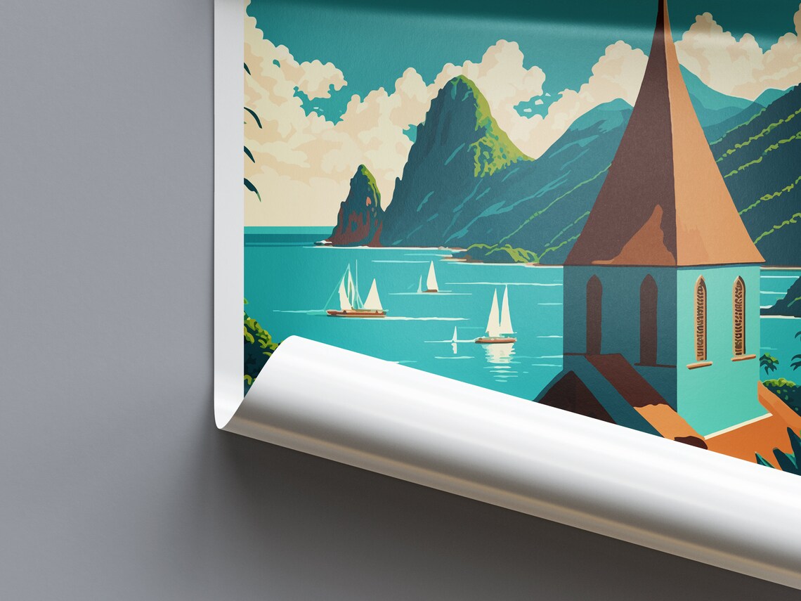 Saint Lucia Travel Poster, Caribbean Map Art Print - Image 2