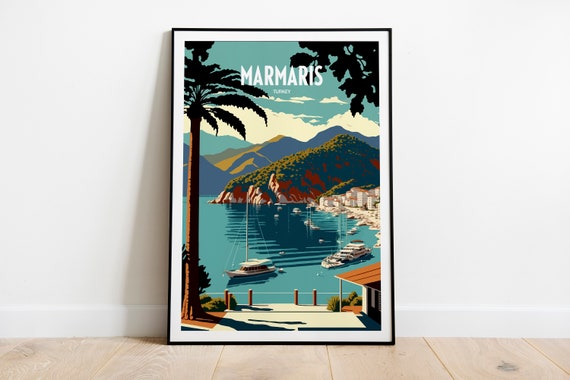 Marmaris Travel Poster, Turkey City Art Print