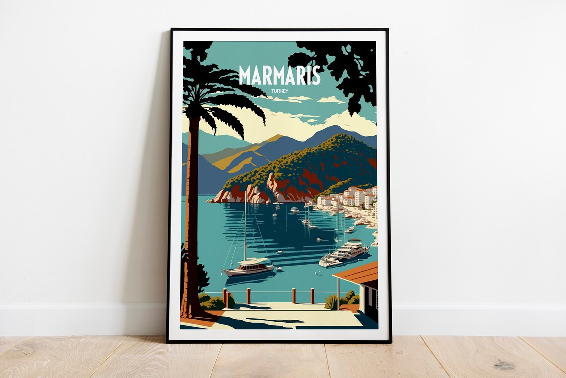 Marmaris Travel Poster, Turkey City Art Print