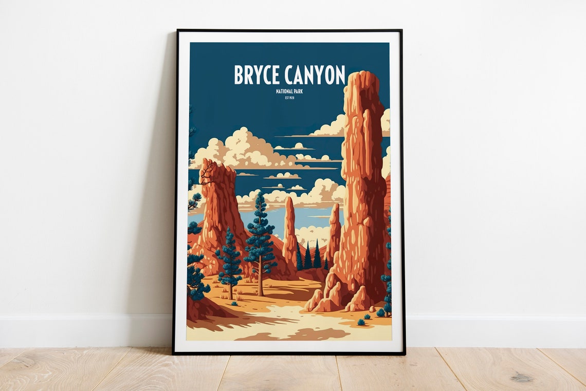 Bryce Canyon National Park Hoodoos Poster Desert Sunset Vintage Art