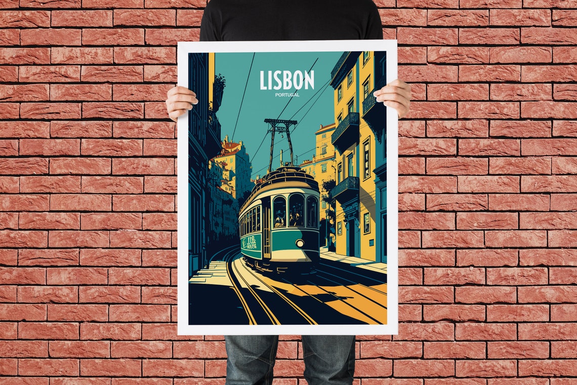 Lisbon Portugal Travel Print Portugal Travel Art Lisbon Tram Travel Print Portugal City Travel Print Lisbon Tram Travel Poster - Image 2