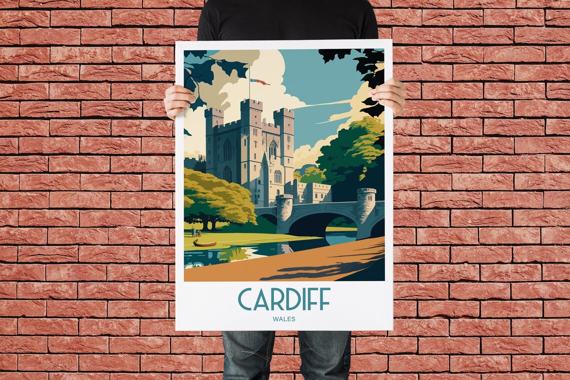 Cardiff Wales Travel Poster, Cardiff Castle - Image 3