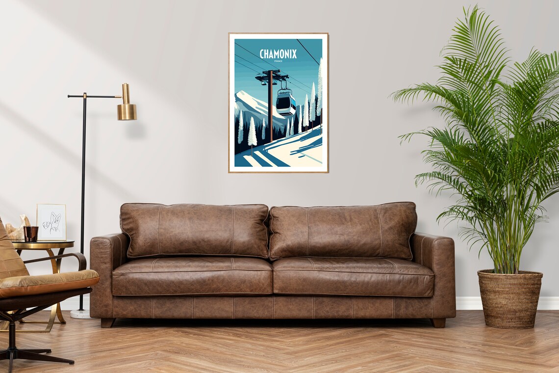 Chamonix France Cable Car Gondola Snowy Slopes Travel Poster - Image 4