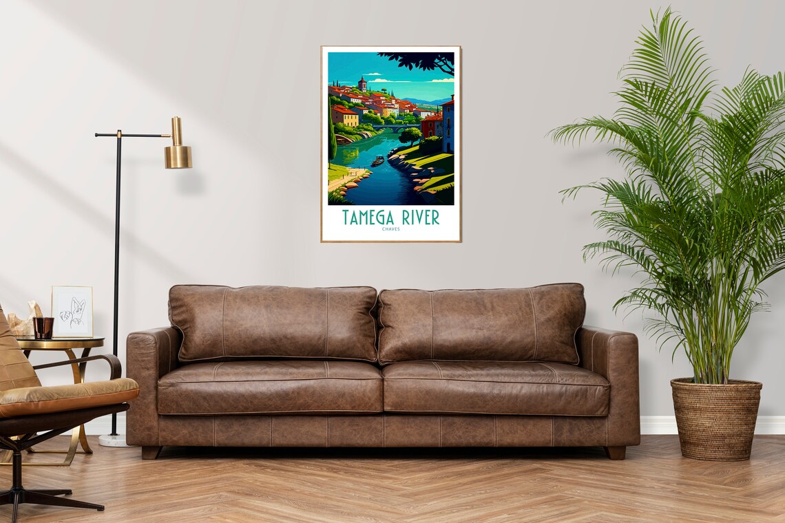 Tamega River Chaves Riverside Old Town Vintage Travel Poster - Image 3