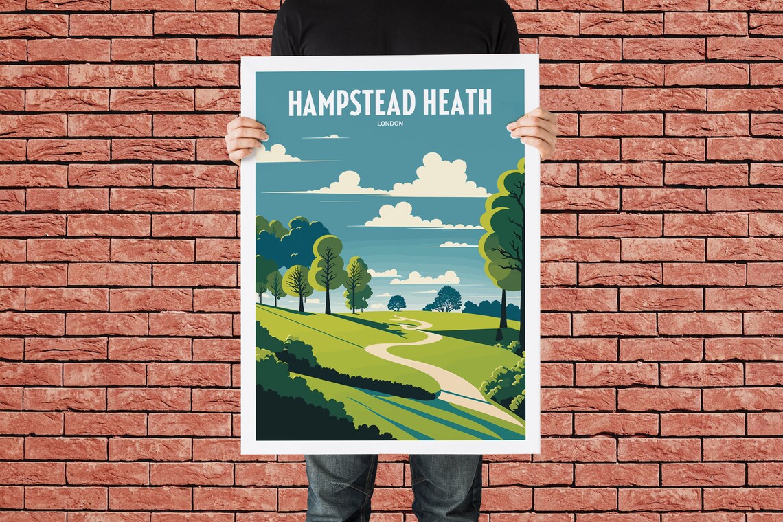 Hampstead Heath London Green Rolling Park Vintage Travel Poster - Image 4