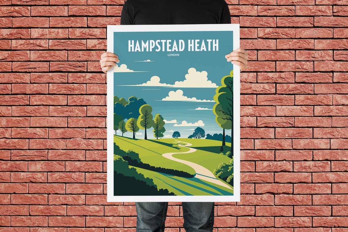 Hampstead Heath Uk Travel Print London Landmark Travel Art Hampstead Heath Travel Print London Park Landmark Hampstead Travel Poster - Image 4