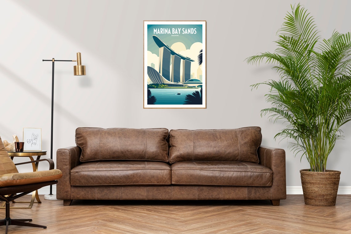 Marina Bay Sands Singapore Travel Poster with Skyline Waterfront Views - Image 2