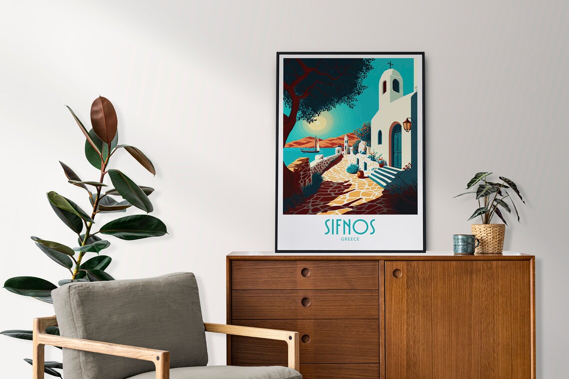 Sifnos Greece Island Travel Poster Vintage Seaside Village Art - Image 4
