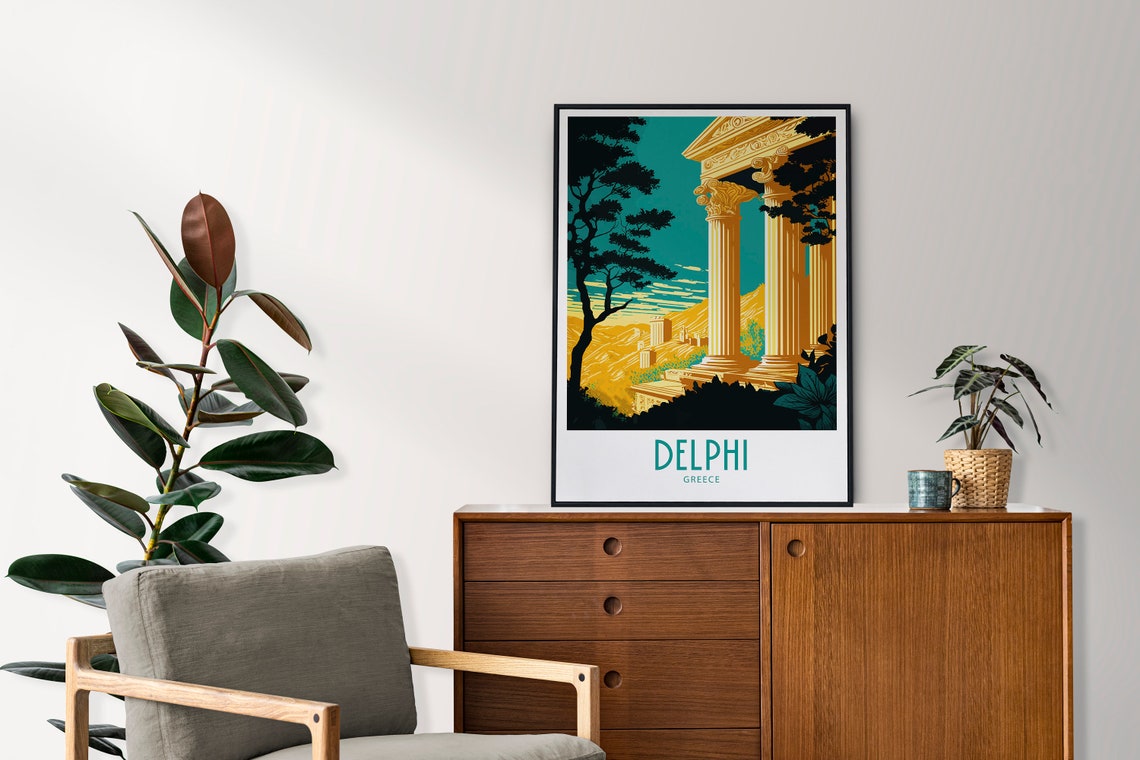 Delphi Greece Golden Temple Columns Sunset Vintage Travel Poster - Image 4