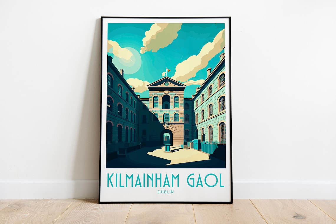 Kilmainham Gaol Dublin Historic Stone Courtyard Vintage Travel Poster