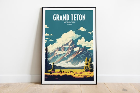 Grand Teton National Park Sharp Peak Golden Meadow Travel Poster