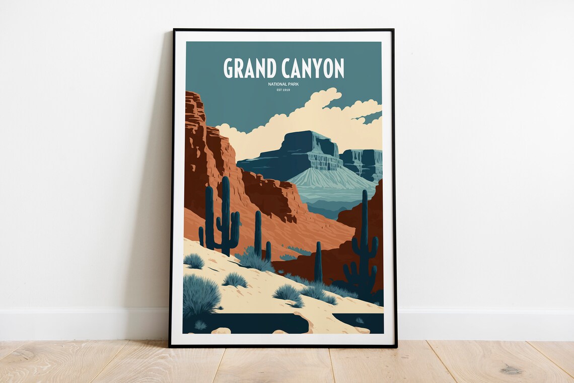 Grand Canyon National Park Travel Poster, USA Landmark