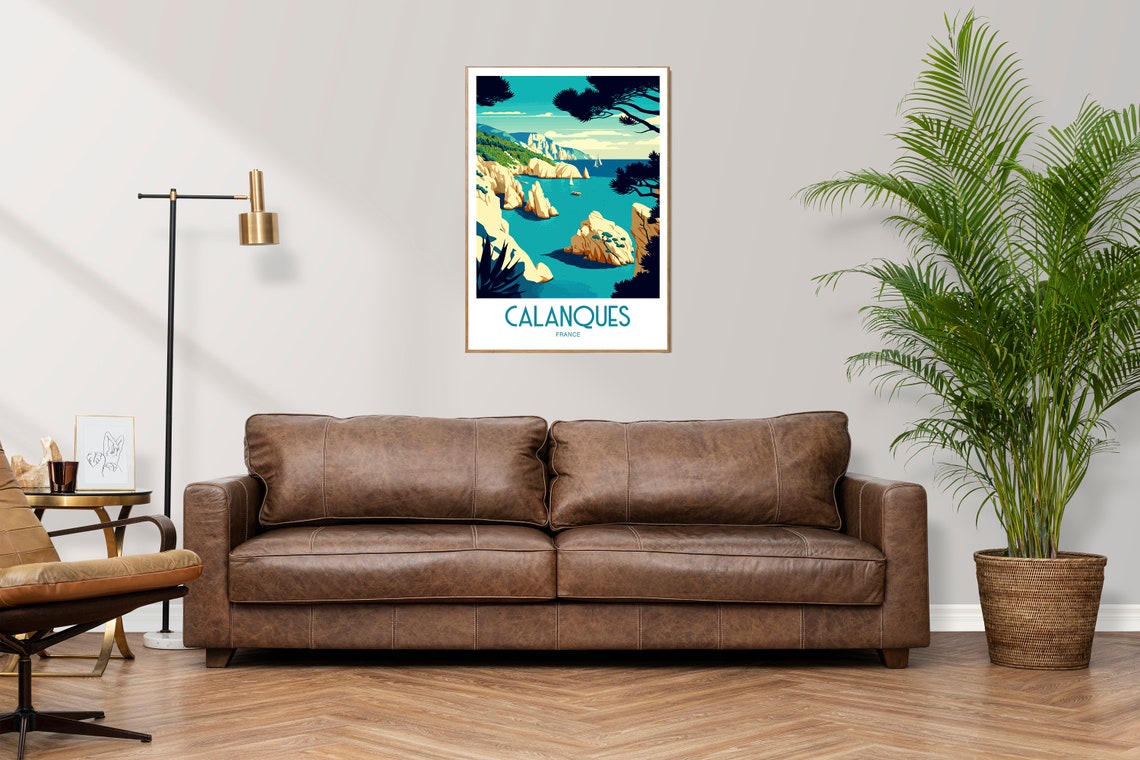 Calanques France Limestone Cliffs Turquoise Cove Travel Poster - Image 3