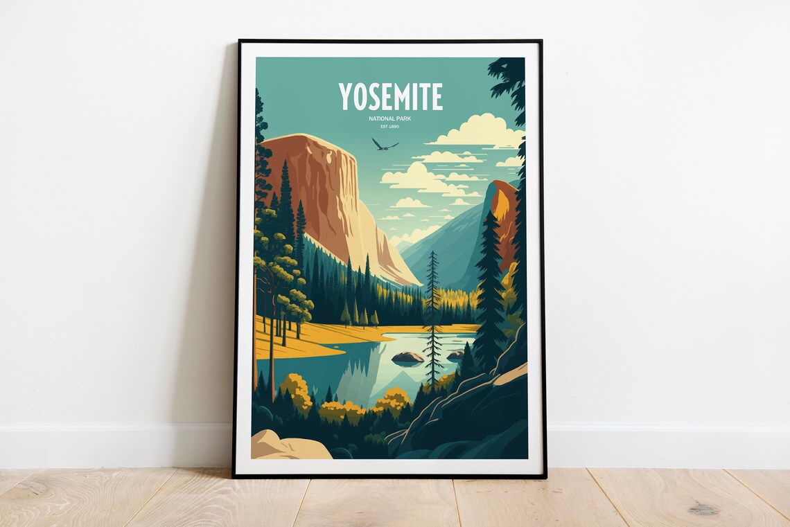 Yosemite National Park Travel Poster, USA Travel Art
