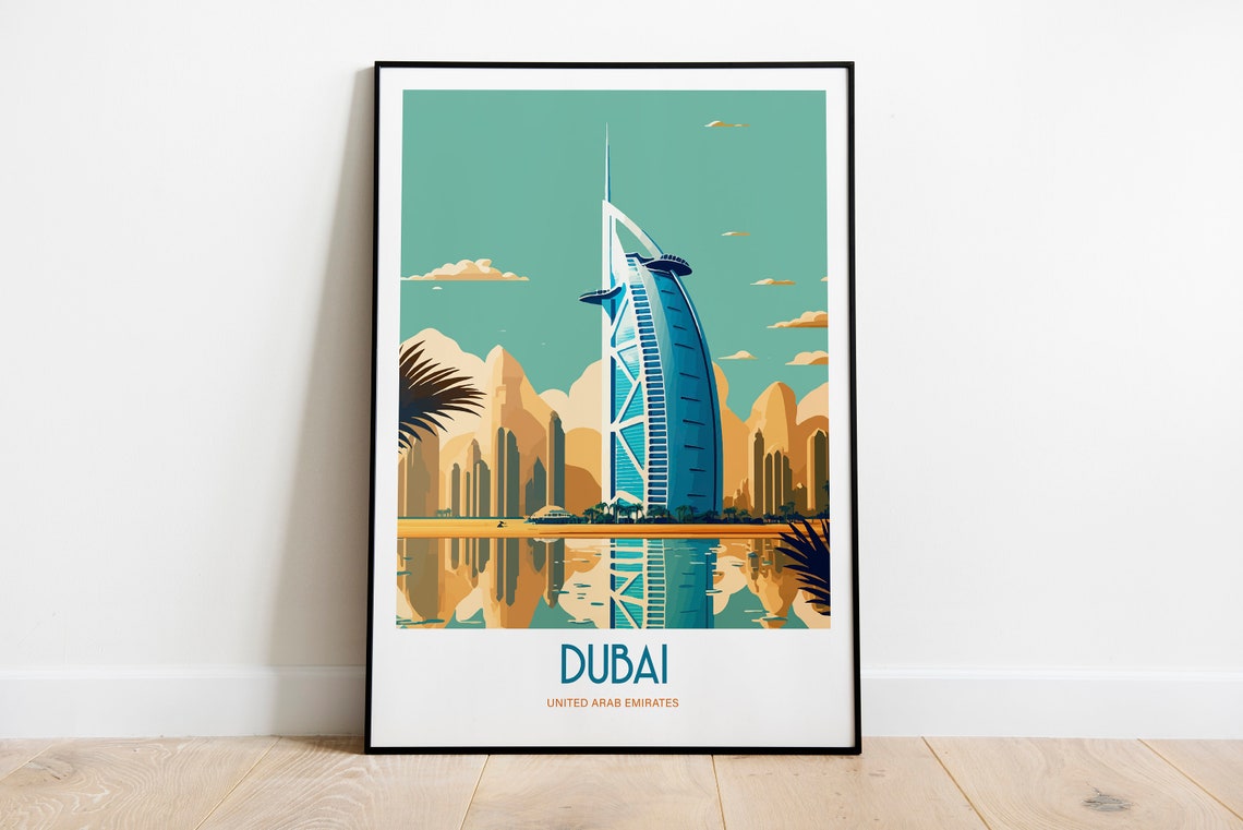 Dubai United Arab Emirates Burj Al Arab Harbor Skyline Poster