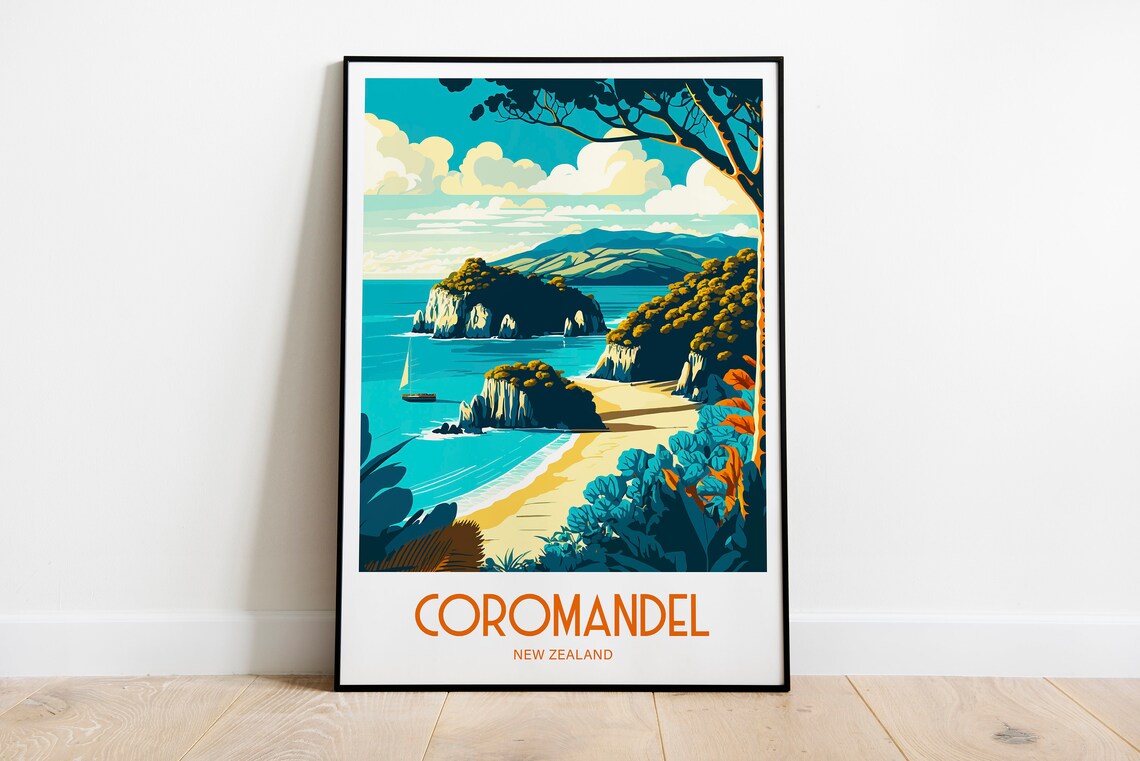 Coromandel Peninsula New Zealand Travel Poster, Landscape - Image 6