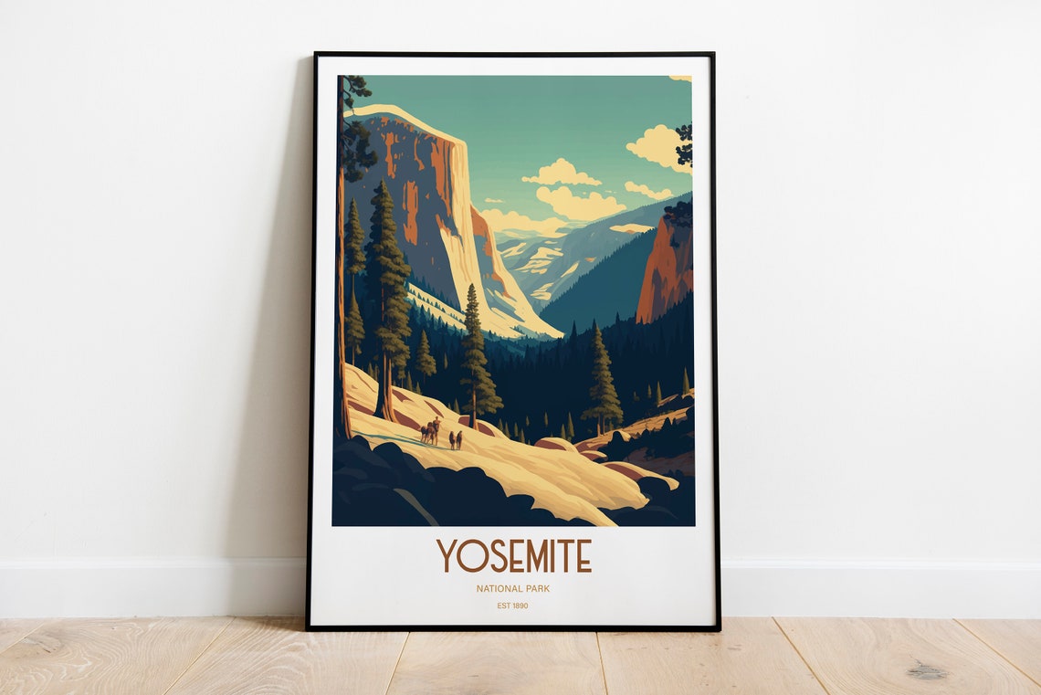 Yosemite National Park Travel Print National Park Travel Art Yosemite Travel Print Usa National Park Yosemite Travel Poster