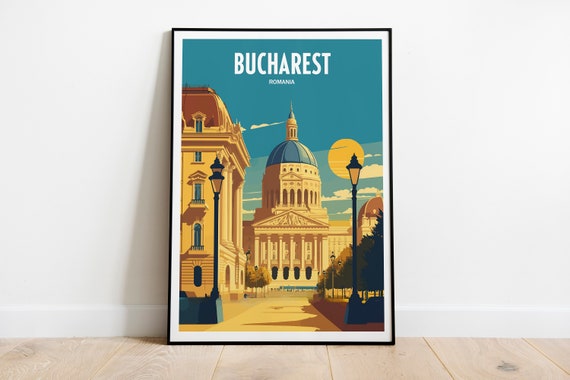 Bucharest Travel Poster, Romania Wall Decor