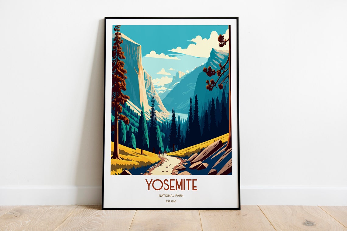 Yosemite National Park Travel Print National Park Travel Art Yosemite Travel Print Usa National Park Yosemite Travel Poster