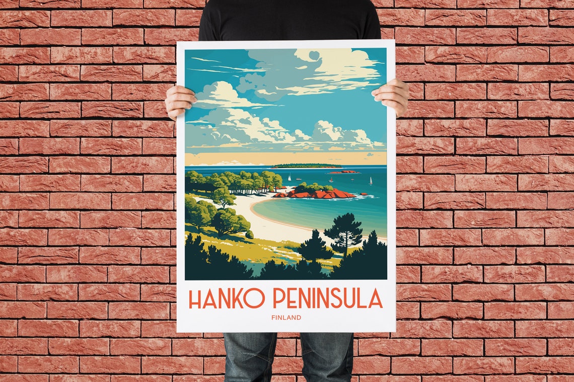 Hanko Peninsula Finland Sandy Beach Vintage Summer Travel Poster - Image 2